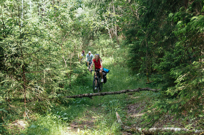 Cycling through Bwindi Forest National park.